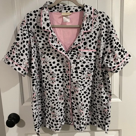 Disney Minnie Mouse Polka Dot Pajama Set - Black, White, Pink - Picture 2 of 11